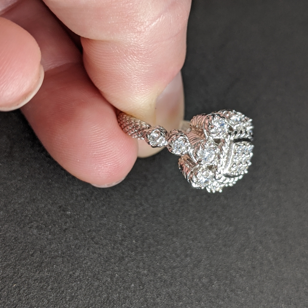 Judith Ripka Silver Floral Cluster Ring - Picture 3 of 12